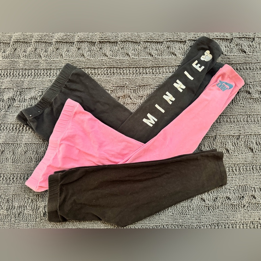 3 Kids Leggings - Pink Nike, Black Disney/Jumping Beans, Black Falls Creek Capri